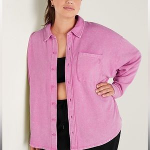 Pink Overized Fleece Shacket